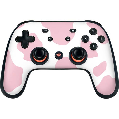 Pink Cow Print Google Stadia Controller Skin